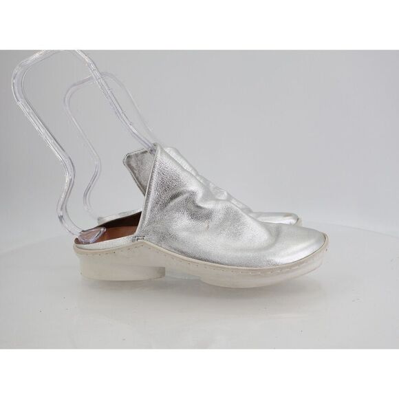 Trippen Plunge Mules Size 35 5 Silver Leather Comfy Shoes Slipper Slip On - Picture 2 of 12